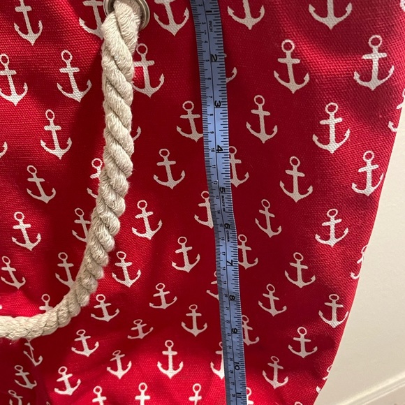 Tote Bag - Large Red Canvas Anchor Bag - Travel / Beach Bag NWT - Picture 5 of 12